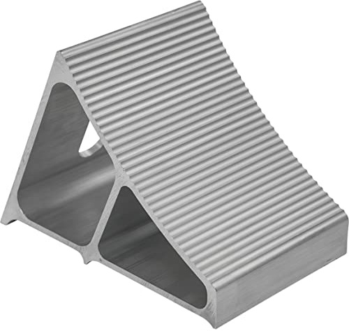 Buyers Products WC7118A Aluminum Wheel Chock with Ribbed Slope, 6 x 8.75 x 5.86 Inch, Added Security for Chocking Semi Trailers and Trucks, Ideal for Snow and Ice Conditions