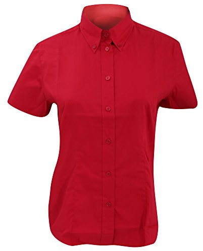Kustom Kit Ladies Corporate Oxford Shirt - Fitted, Button Down - Red - Size 18