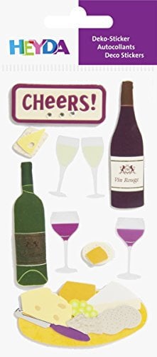 Baier & Schneider Sticker-Etikett Sticker-Mix, Käse + Wein, 9 Stück, 4-farbig, 1 Stück