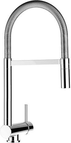 Küchenmischer mit abschwenbarem Auslauf und abhembarer 2strahl Handbrause - Gesamthoehe abgeschwenkt nur 6cm. Auslauf drehbar 360°