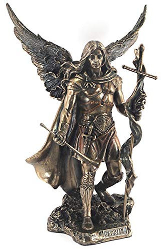 Statue der Erzengel Saint Gabriel NEU Kunstharz, vermessingt 24 cm