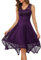 Meetjen Damen Elegante Hochzeit Gast Kleid Knielang Festliche Cocktailkleid Brautjungfern Midi Kleid A-Linie Abendkleid Grape S