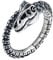 Vintage Schwarz 925 Sterling Silber Dinosaurier Skelett Ring für Herren Damen Verstellbarer Größe 58-63