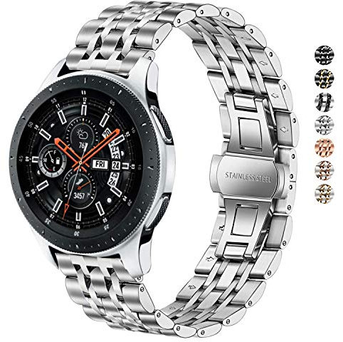 DEALELE Band Compatible para Samsung Gear S3 Frontier/Classic, 22mm Metal Acero Inoxidable Correa de Repuesto para Galaxy Watch 46mm / Huawei GT Smartwatch, Plata