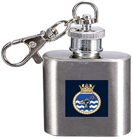 Royal Navy HMS Dreadnought Engraved Hip Flask Keyring