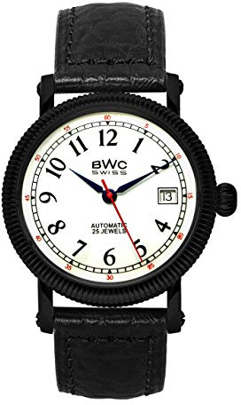 BWC Swiss Herren Uhr Analog Automatik mit Leder Armband 207685433