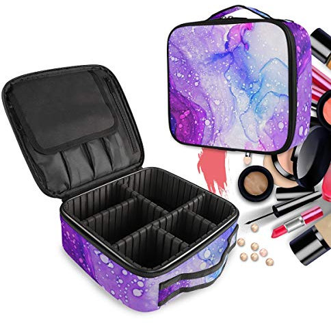 Original Alcohol Ink Painting Art Make Up Bag Toiletry Case Zipper Makeup Cosmetic Bags Organizer Pouch for Free Compartment Women Girls