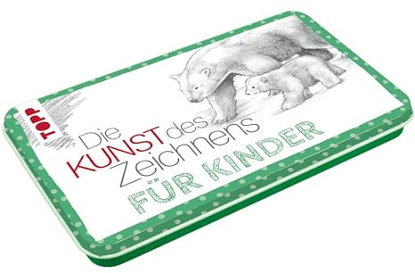 Die Kunst des Zeichnens für Kinder Zeichenmaterial mit Metalldose: Das Zeichenset für kleine Künstler: 3 Bleistifte (H, HB, 2B), Radiergummi, Spitzer in Designdose (19 x 11,5 x 1,9 cm)