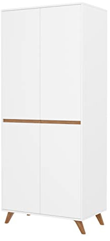 Mirjan24 Drehtürenschrank Trophy 1 TSZ80, Garderobenschrank, Kleiderschrank für Diele & Flur Schrank, 2 Türen Flurschrank, Mehrzweckschrank (Eiche Craft Gold/Weiß)