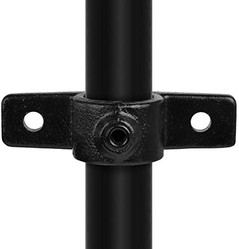Klemp - Schwarz Stellring-Halterung mit Doppel-Lasche/Doppel-Flansch, Befestigungs-Ring, Rohrverbinder, inkl. Schrauben Typ 56BD - 42,4 mm / 1 ¼