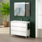 Mueble de Baño al Suelo con Lavabo Cerámico de Fondo Reducido Siena | Mueble Baño con Patas de Fondo Reducido de 3 cajones con Cierre Amortiguado y Organizador | Guías Hettich (Blanco Brillo, 80)