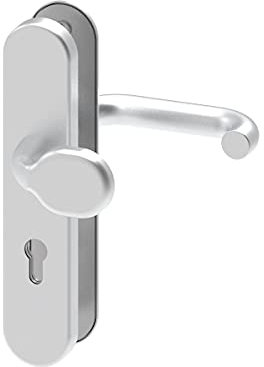 BASI Tür-Schutzbeschlag aus Aluminium F1 | für Haustüren | Türstärke 38-45 mm | Türklinke | Wechselgarnitur | Drücker | Knopf