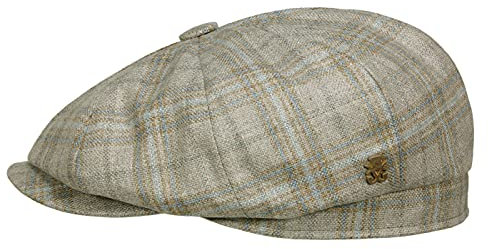 Zechbauer Palico Karierte Newsboy Cap aus sommerlicher Seide und feiner Schurwolle - Hellbraun (2962) - 60,5 cm (60)