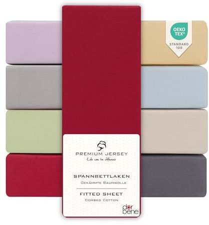 DarBene Spannbettlaken 180x200 Premium 2er Set, Jersey 100% gekämmte Premium Baumwolle, atmungsaktiv, superweiches Bettlaken bis 30 cm Matratzenhöhe, Oeko-TEX, Rot