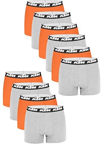 KTM by Freegun Boxershorts für Herren Unterwäsche Pant Men´s Boxer 10 er Pack, Farbe:Light Grey/Orange, Bekleidungsgröße:M