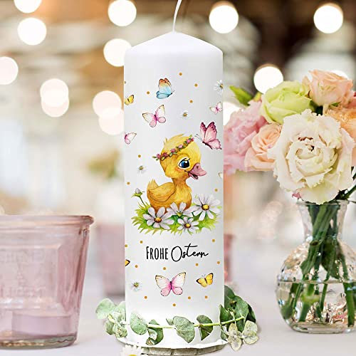 Osterkerze Kerze Frühling Ente Entchen Küken mit Spruch Frohe Ostern Deko Geschenk ok03 ilka parey wandtattoo-welt®