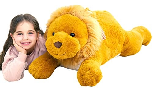 IKASA Groß Löwe Kuscheltier Riesen Stofftier,Gross Plüschtier Riesige Plüsch Spielzeug 78cm Flauschige Jumbo Plüschtiere, Weich XXL XL Stofftiere Süße,Geschenk für Kinder (Braun, 78 cm)