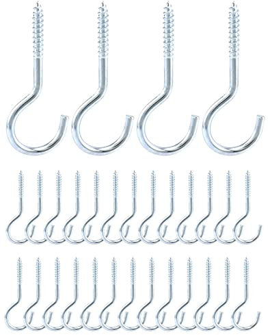 QWORK® 30 pezzi gancio a vite M6 x 85 mm, occhielli a vite, acciaio al carbonio zincato, ideali per cavi fissi, amache, tende da sole, sedie sospese