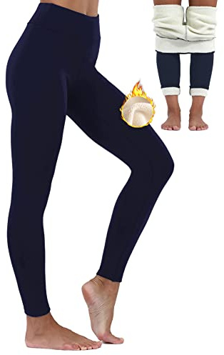 Merlvida Thermoleggins für Damen Verdickte Fleece Gefütterte Leggins High Waist Thermo Leggings Winter Warme Strumpfhose Schlanke Hose Blickdicht Sportleggins Jogginghose Yogahose Lang