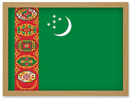Artery8 Turkmenistan National Flag Patriotic Vexillology World Flags Country Region Poster Artwork Framed Wall Art Print A4