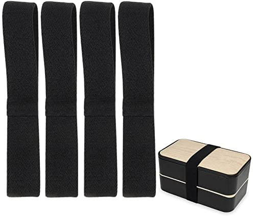 Helweet Bento Box Gurt, Bento Box Band, Bento Box Strap, Elastische Befestigungsgurte für Lunchboxen Ersatz für Bento-Box-Band, für Zuhause, Büro, Schule, Outdoor, Reisen, Camping, Picknick, 4 Pack