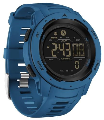 Men's Digital Watch Pedometer Watch Step Counter Waterproof Sport Watches Calorie Step Tracker Military Tactical Watch with Stopwatch Alarm LED Backlight Countdown