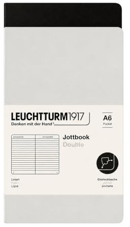 LEUCHTTURM1917 368203 Jottbook (A6), 59 nummerierte Seiten, Liniert, Light Grey und Schwarz, im Doppelpack