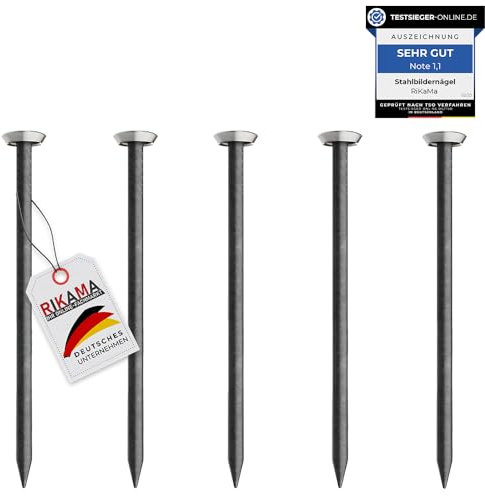 Lot de 30 clous pour tableau, de 50 mm de long, clous en acier pour une utilisation sur le béton, la brique, le plâtre et le bois, clous en acier trempé comme suspension d'images, fabriqués en Europe