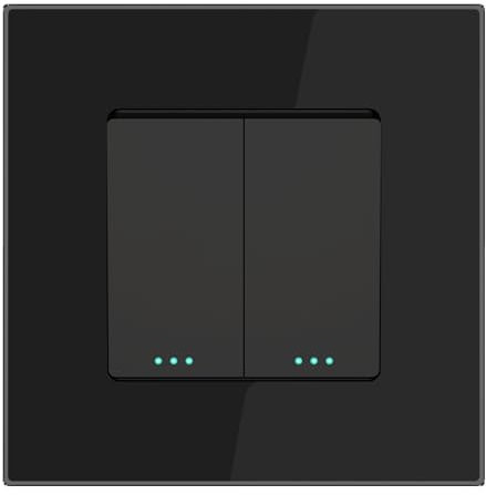PULSAR Doppelschalter Unterputz Schwarz Glas 1 Fach, Standard Schalter Doppelt Lichtschalter Doppel Schalter Wandlichtschalter 86x86mm