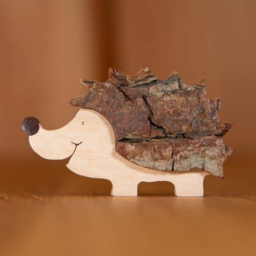 Staboos Holzigel 50mm stehend - Igel Deko, handgefertigt, Geschenk | Massivholz-Holztier mit Naturrinde, jedes Stück ein Unikat – Igel & Waldtier zu Geburtstag, Einweihung & Ostern