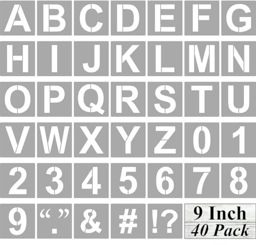 Alphabet-Schablonen für Buchstaben und Zahlen, 22,9 cm, 40 Stück, große Buchstaben und Zahlen, Schablonen mit Schildern zum Malen auf Holz, wiederverwendbare Buchstabenschablonen für