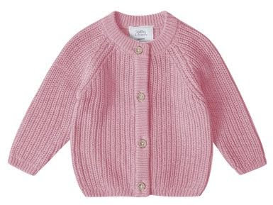Stellou & friends Cardigan-Strickjacke für Mädchen und Jungen | Hochwertige Baby-Kleidung aus 100% Baumwolle | Gr. 74/80 - Rose Melange