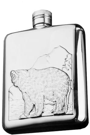 BAILEYU 6oz Flachmann für Schnaps mit Trichter Edelstahl Outdoor Portable Tasche Whiskey Flachmann für Klettern Camping Wandern Picknick Bar Party,Polar Bears
