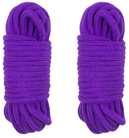 2 Piezas Cordón Retorcido de Algodón Grueso, 10 Metros de Largo, 6 mm de Espesor, Cuerda Trenzada para Tender Ropa, para Acampar, Jardinería, Canotaje, Tirar de la Cuerda, Mascota, Escalada (Púrpura)