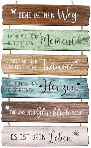 COLOFALLA Jugendweihe Deko Schild mit Spruch Wandschild Lebenseinstellung Motivation Schulkind Jugendweihe Bild Planken Optik Holz Spruch Schild Geschenk