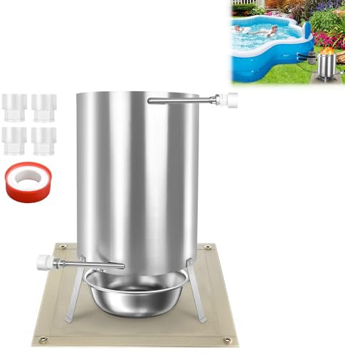 YARDIN Poolheizung Edelstahl Pool heizung, Poolheizung mit Feuer, Poolheizung Feuertonne, Edelstahl Pool beheizt Feuer,EimerSchwimmbadheizung 30x52x40cm(1 Stück)
