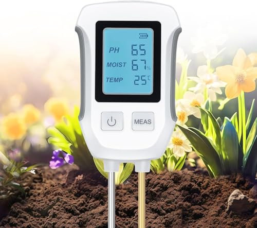 Tolesum 3 in 1 Misuratore del Suolo, Digitale per Piante con Termometro/umidità del Suolo/PH con Display LCD per Giardinaggio, Agricoltura e Esterne