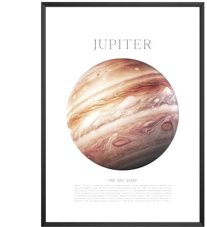 MJ-GRAPHICS® Poster Jupiter Poster Sonnensystem Din A3 Astronomie Dekor Poster Weltraum, Planeten Poster Space Poster Weltall, Sternenhimmel Poster Büro Wohnzimmer Lernposter - ohne Bilderrahmen