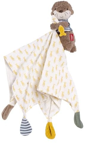 Fehn Musselin-Schmusetuch Otter – Einschlafhilfe & Stofftier-Schnuffeltuch mit Baumwolle-Musselintuch & niedlicher Spielfigur – für Babys und Kleinkinder ab 0+ Monaten