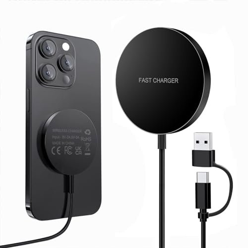 FDGAO Fast Wireless Charger Magnetic Wireless Charging Pad - 15W Mag-Safe Compatible for iPhone 16 Pro Max/16 Pro/16 Plus/16/15/14/13/13 Pro Max/12 mini/12