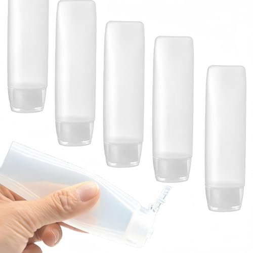 Hennigers Botellas de tamaño de viaje de 1 onza con tapa abatible, a prueba de fugas, sin BPA, tubos rellenables, paquete de 6