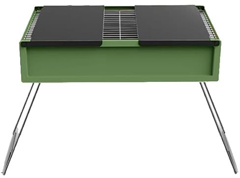 Holzkohlegrill Picknickgrill BBQ Grills für Outdoor Garten Party -Campinggrill Edelstahl Kleiner Grill Portable Faltbar - Grün