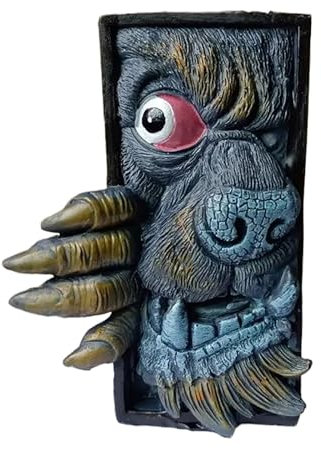 Qxiao Bücherregal Monster-Buchstützen Halloween Peeping on The Bookshelf Monster Horror Human Face Resin Bookstand Creative Lifelike Frankensteins Monster Booknook Statue Study Decoration