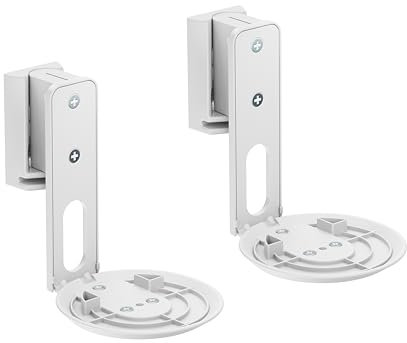 PureMounts Speaker Bracket for Sonos Era 100 Set of 2 Speaker Wall Mount with Cable Management Swivelling +/-45° Tilting 0/-18° 3 kg Load Capacity White