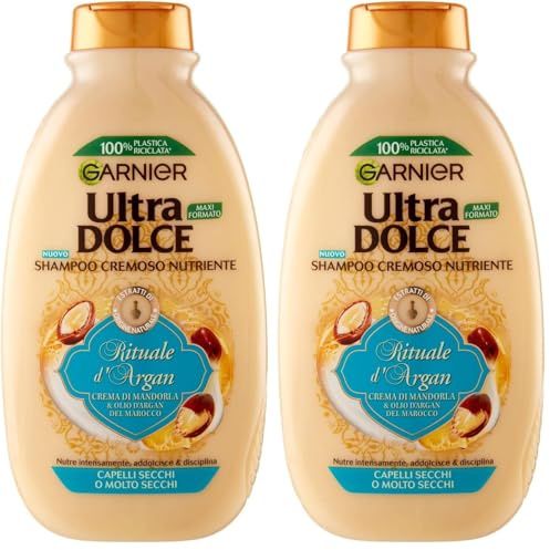 GARNIER Ultra Dolce Shampoo Crema Rituale D'argan, Per Capelli Molto Secchi, 300 Millilitro (Confezione da 2)