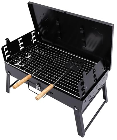 GAROZATION Tragbarer Faltbarer Holzkohle-grill Bbq Werkzeug Kompakter Outdoor-kohlegrill Klappbar Für Camping Picknick Garten Und Grillabende