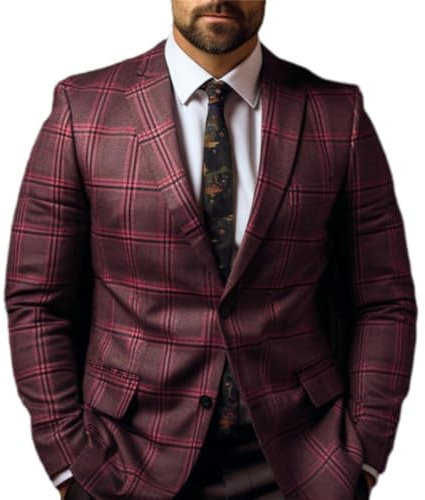 ZACOLLAN Anzug Männer Slim Fit Leichte Komfortabel Blazer Herren Casual Business Kariert Anzug Jacke Männer Mode Urban Temperament Longsleeve Anzug Herren A-24 S