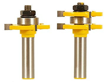 Trend Router Bits,Chamfer Edge Forming Router Bit,Milling Cutter,2Pcs Tongue and Groove Router Bit Set,1/2 inch Shank T Shape Wood Milling Cutter,Carbide Tipped 3 Teeth Adjustable Woodworking Tools