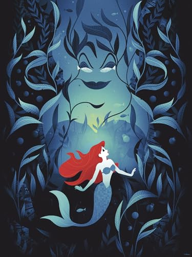 Komar Wandbild- Disney Ariel Ursula - Größe 30 x 40 cm - Poster, Kinderzimmer, Dekoration - gerollt ohne Rahmen, Blau