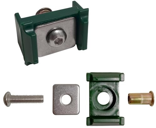 ESTEXO Halter Mattenhalter 10er Set Klemmhalter für Doppelstabmattenzaun Zaun Pfosten RAL 6005